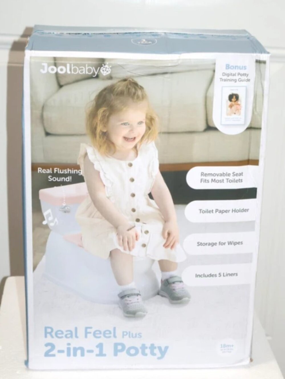 Jool Baby Real Feel Plus 2-in-1 Potty Pink Flushing Sound Wipes Storage